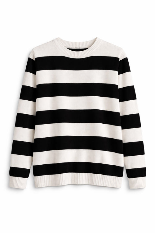 Stribet striktrøje - Størrelser fra extra Small til extra Large Store hvide og Sorte striber 